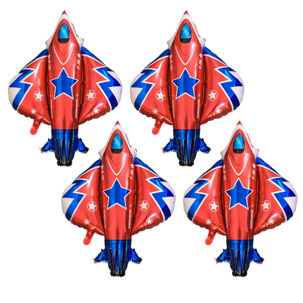 4pcs Jet Fighter Design Balloons Creative Aluminum Foil Balloon Kids Toy Photo Props Party Supplies Decorations