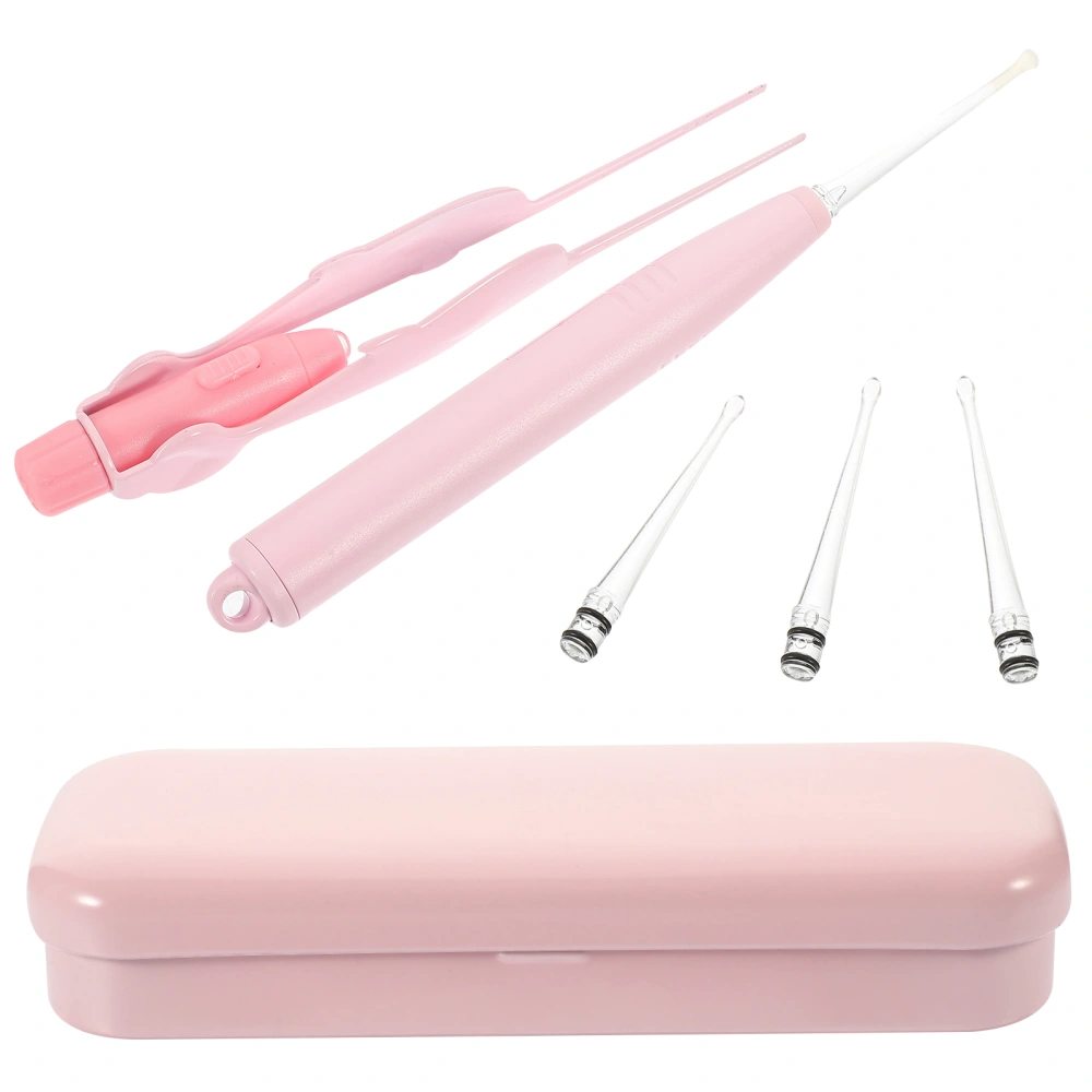 Shine Ear Cleaner USB Charging Light Earpick Ear-Picking Tool Tweezers Set for Baby Kid (Pink)