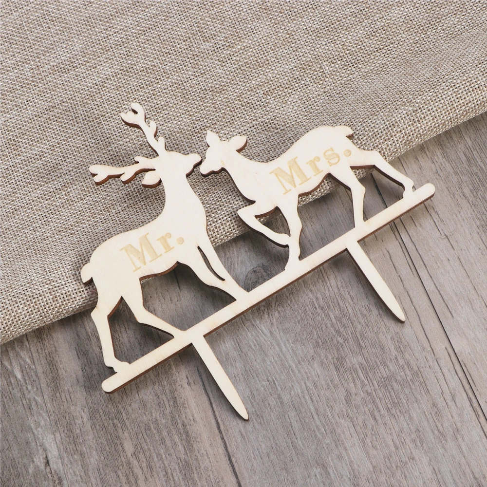 Cake Topper Wood  Wedding Cake Decorations (Wood colour)