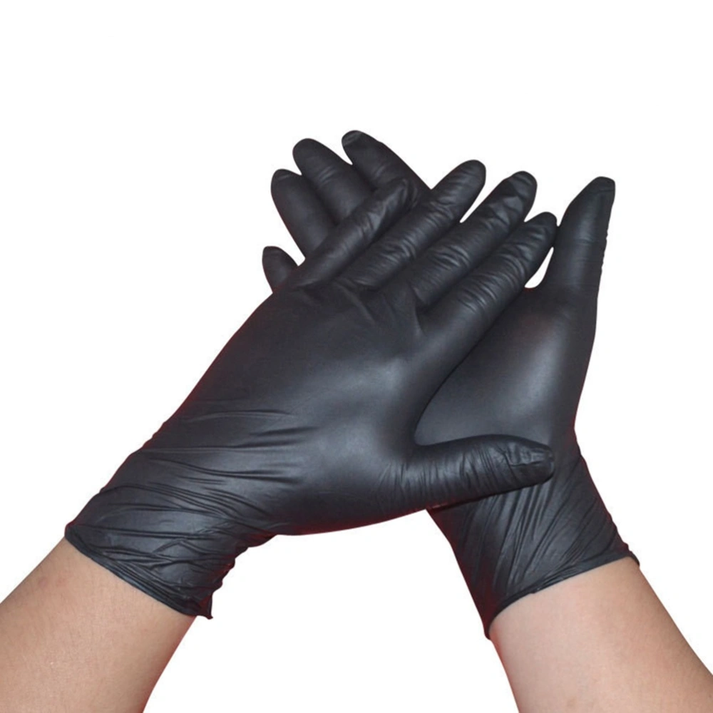 100PCS Black Latex Powder Free Medical Exam Tattoos Piercing Gloves - Size XL