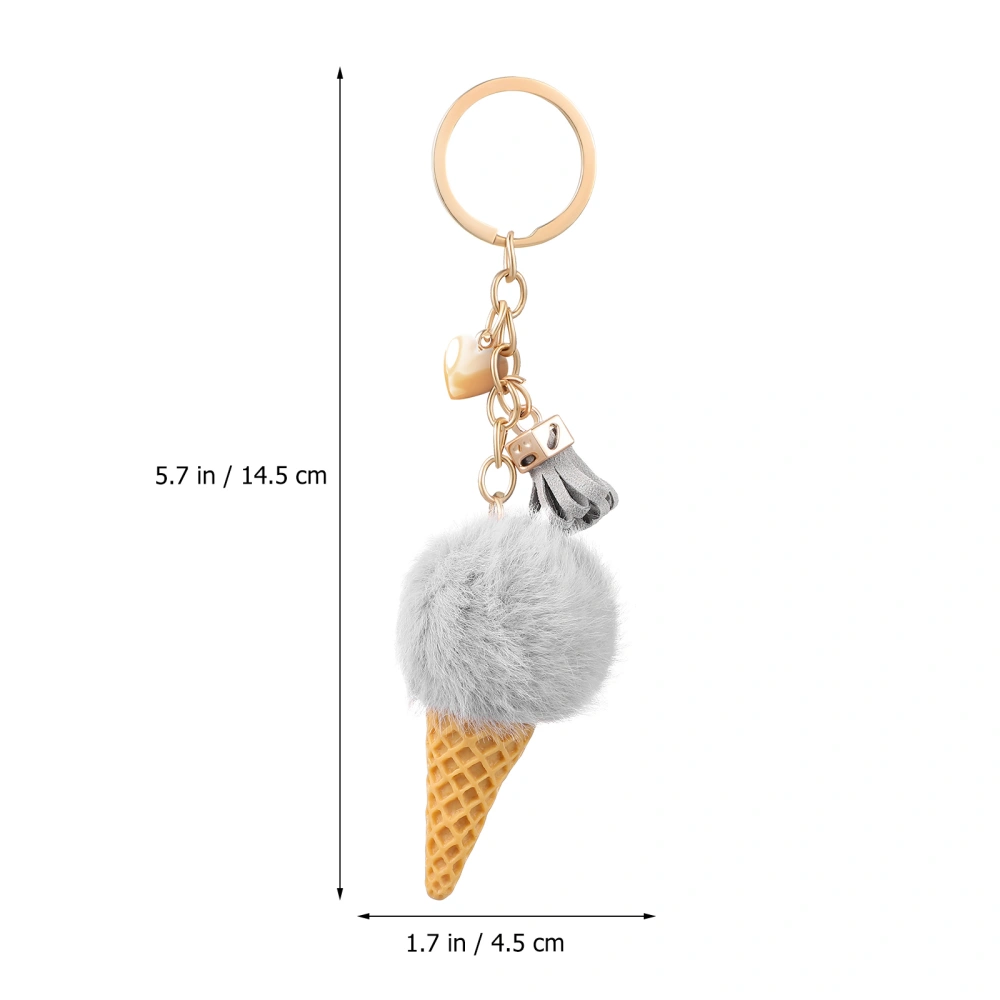 3pcs Ice Cream Keychain Bag Hanging Pendant Plush Ice Cream Dessert Keyrings