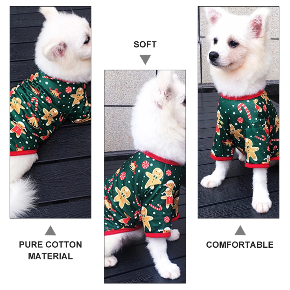 Gingerbread Man Pattern Pet Coat Dog Christmas Clothes Adorable Pet Party Outfit