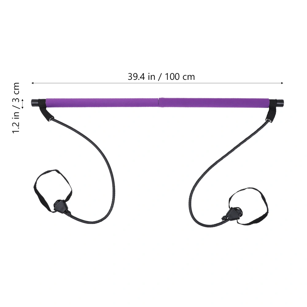 Portable Pilates Bar Length Adjustable Fitness Equipment Yoga Bar (Purple)