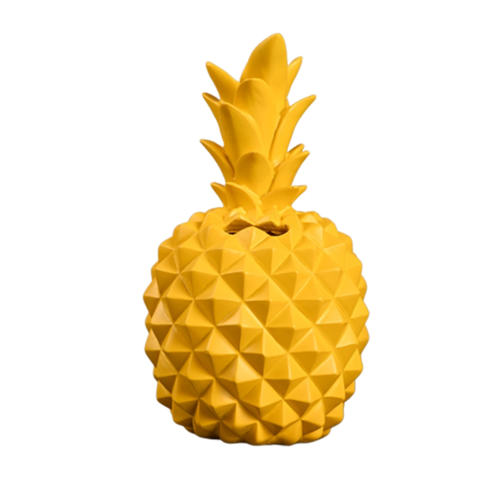 Resin Pineapple Shape Saving Pot Creative Coin Bank Personalized Money Storage Pot Simple Desktop Decor (Yellow)