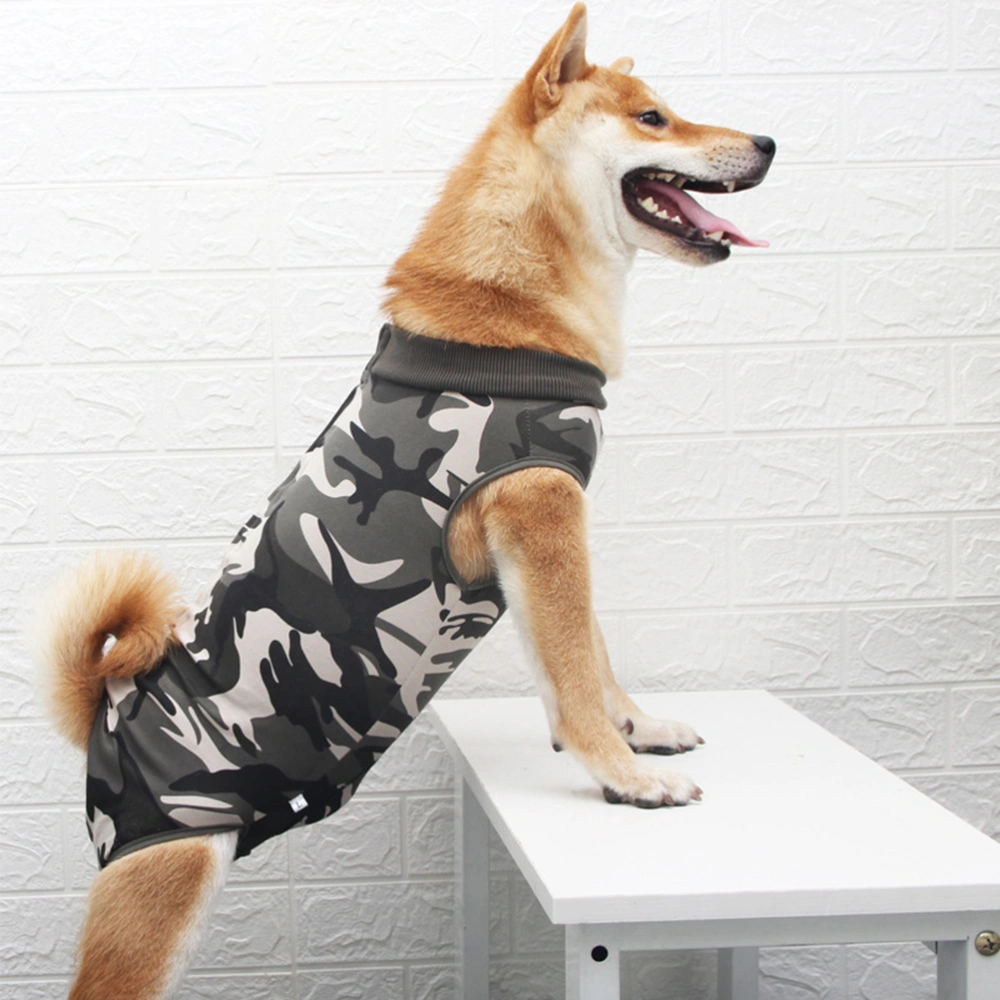 Elastic Four-leg Pet Sterilization Costume Breathable Dog Recovery Clothing Pet Supplies for Dog Puppy (Camouflage, Size XS)