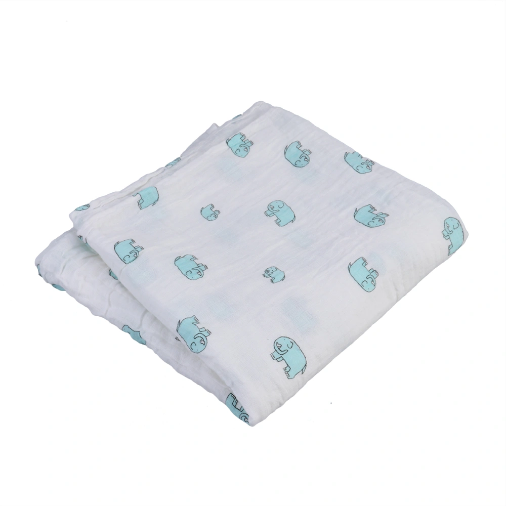 Baby Swaddle Blankets Muslin Newborns Infant Shower Receving Blanket (Blue Elephant)