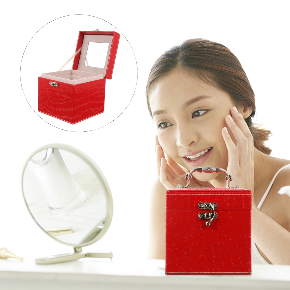 Jewelry Case Earrings Box Three Layers Jewelry Display Box with Inner Mirror