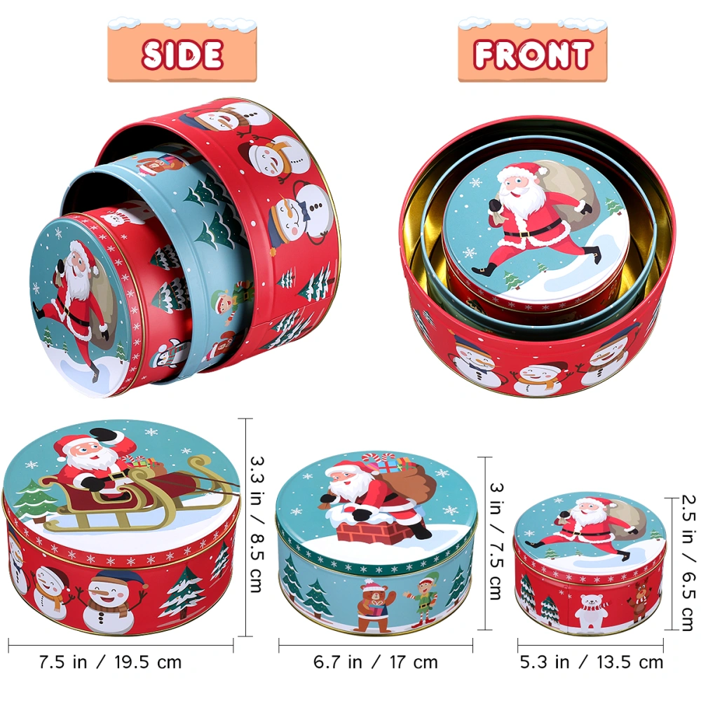 Hemoton 3pcs Christmas Tinplate Cookie Tins Candies Biscuits Treat Boxes Small Gift Case