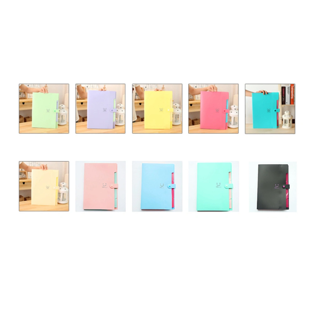 5 Pockets Plastic Expanding File Folders A4 Letter Size Snap Closure Accordion Folder Paper Document Organizer Set (Sky-Blue)