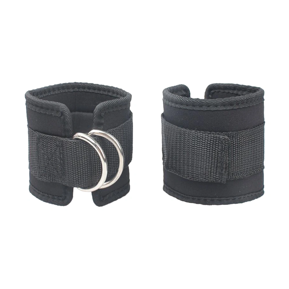 2pcs Ankle Straps D-ring Ankle Calfs Band for Gym Workouts Machines Leg Exercises (Black)