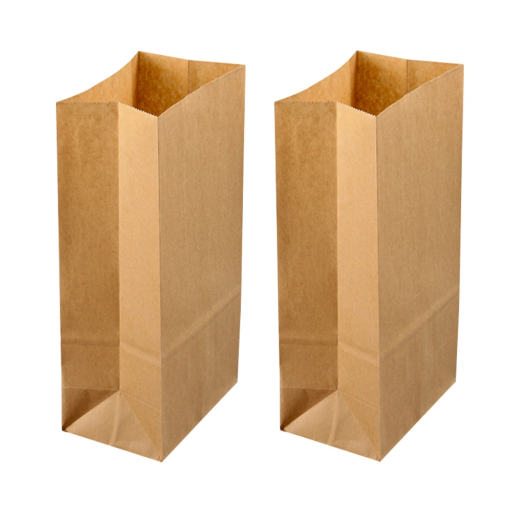 100PCS Kraft Paper Bags Breakfast Square Bottom Paper Bags Candy Food Paper Bags Baking Dessert Party Paper Bags