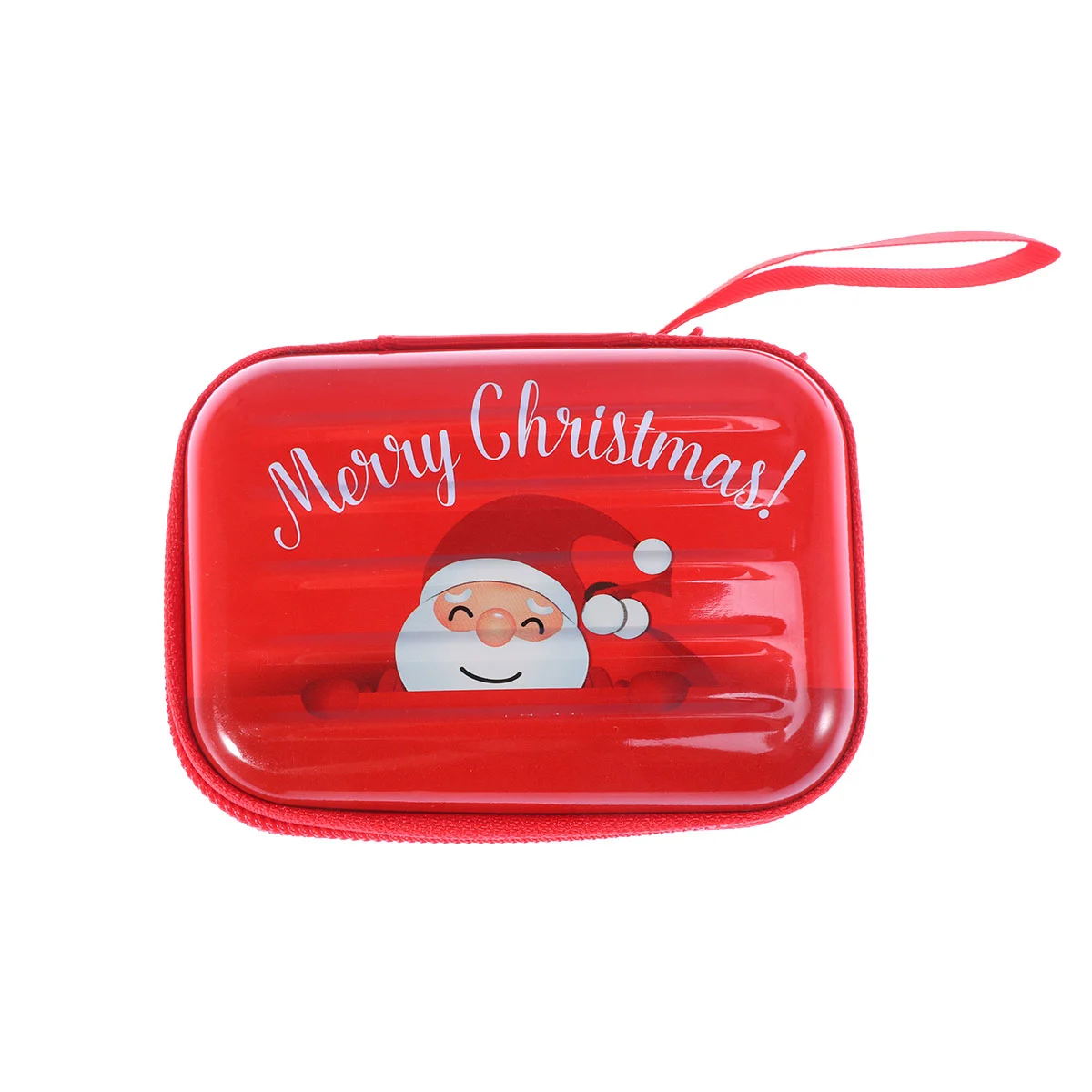 Christmas Mini Zipper Coin Bag Case Pocket Box Santa Small Hard Change Key Pouch Purse Holder Organizer for Earphone Data Cable (Random Pattern)