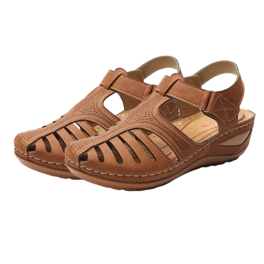 1 Pair of Retro Style Sandals Round Head Shoes Slipsole Sandals Footwear Supplies (Brown Size EU43,US11,UK8.5)