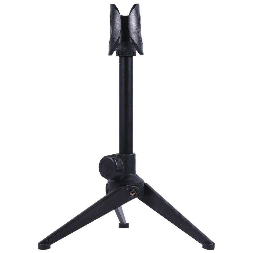 Liftable Microphone Stand Triangle Desktop Microphone Rack Stand for Music Anchor (Black Plastic Pattern)