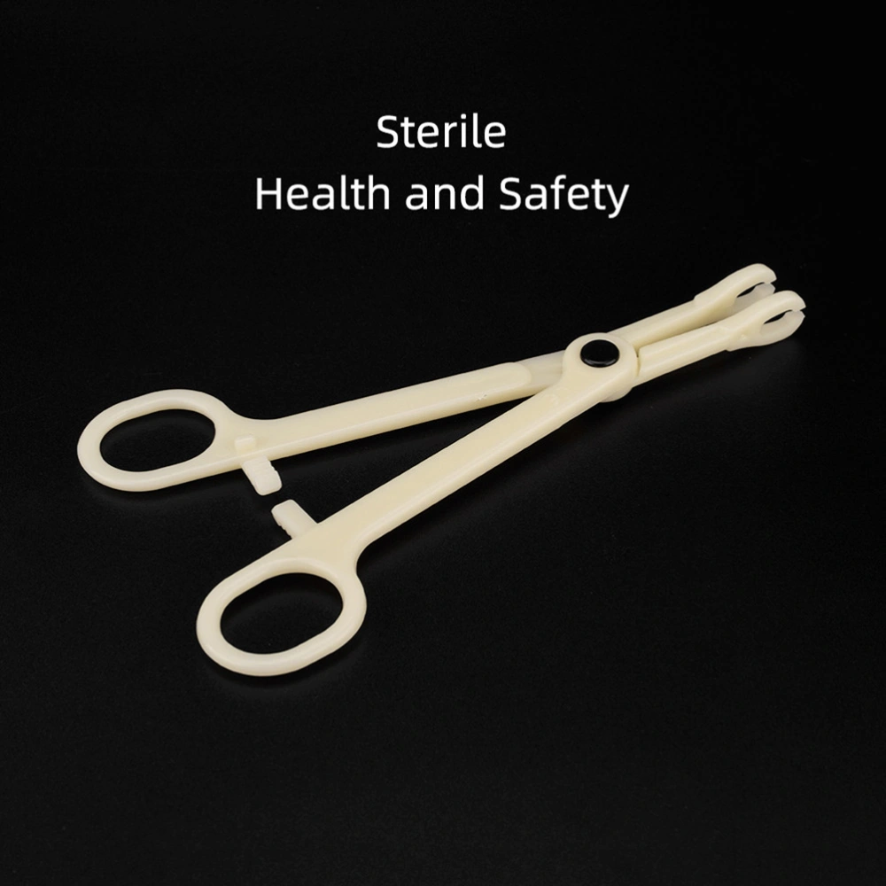 5pcs Disposable Body Piercing Clamps Plastic Forceps Joint Pliers Body Piercing Pliers Piercing Tool Supply for Woman Man (Beige)