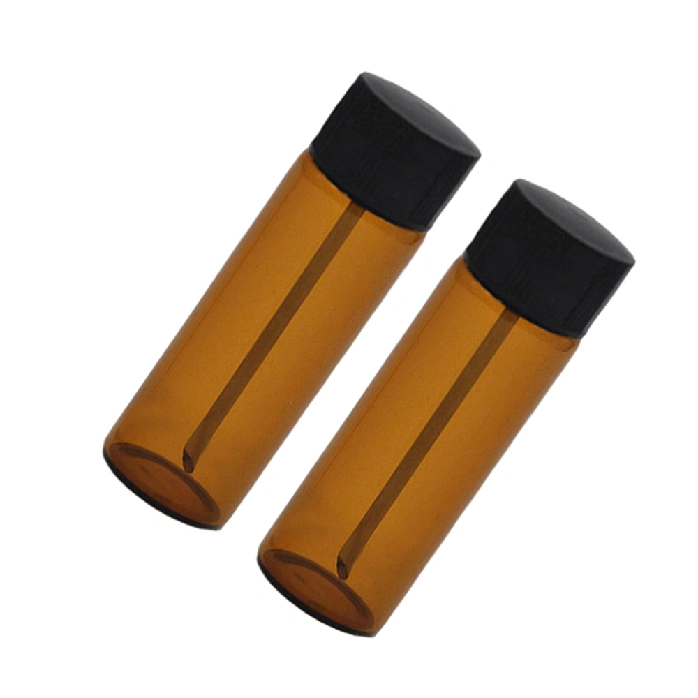 2pcs Glass Snuff Dispenser Vial Bottle Portable Nasal Sniffer with Snuff Spoon (Brown)