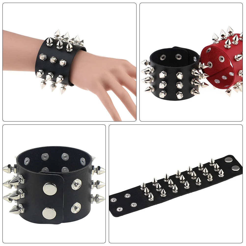 Punk Style Bracelet Alternative Bangle Three Row Cuspidal Spikes Wristband