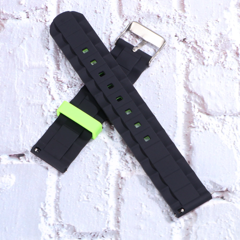 Sports Breathable Wristband Silicone Rubber Watch Band Strap Compatible for 20mm(Black and Green)