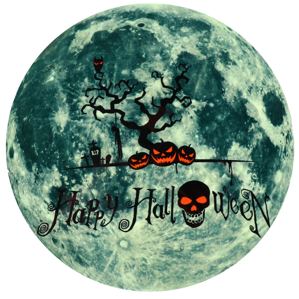 1Pc Fashion Halloween Glow-out Witch Moon Bat Castle and Moon Pattern Sticker (Tree Skull Pattern, Green)