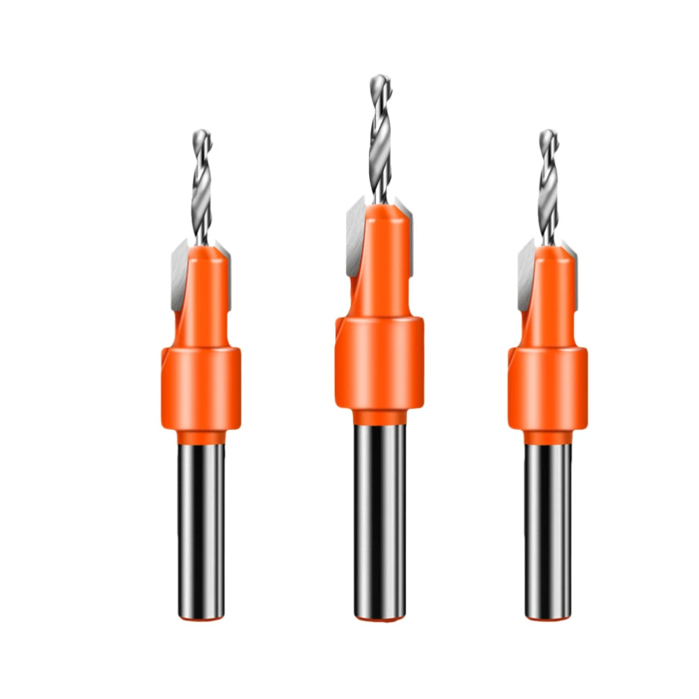 3pcs 8mm Alloy Countersunk Head Drill Hole Taper Hole Drill Bit Self-tapping Screw (Φ2.8*8mm、Φ3.0*8mm、Φ3.2*8mm)