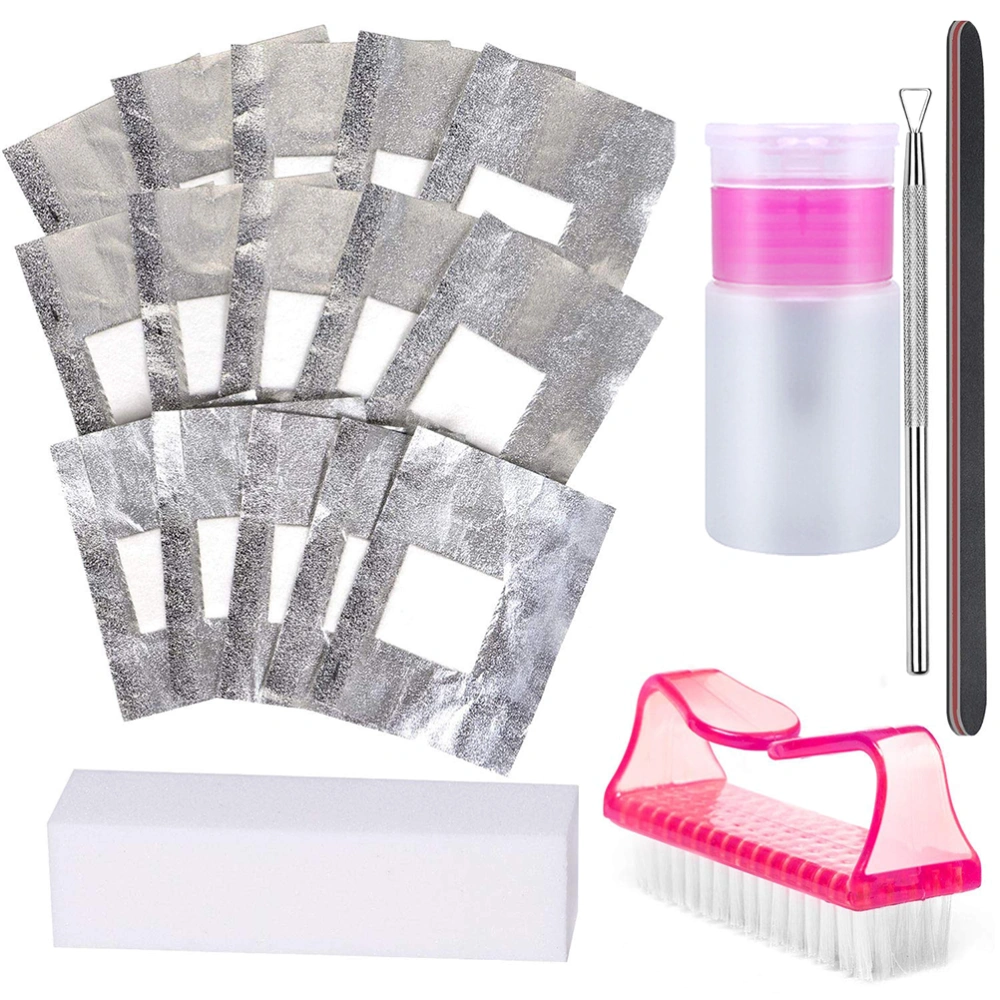 1Set 200Pcs Nail Enamel Removers Kit Manicure Foil Nail Gel Polish Scraper Nail Buffer Nail Brush