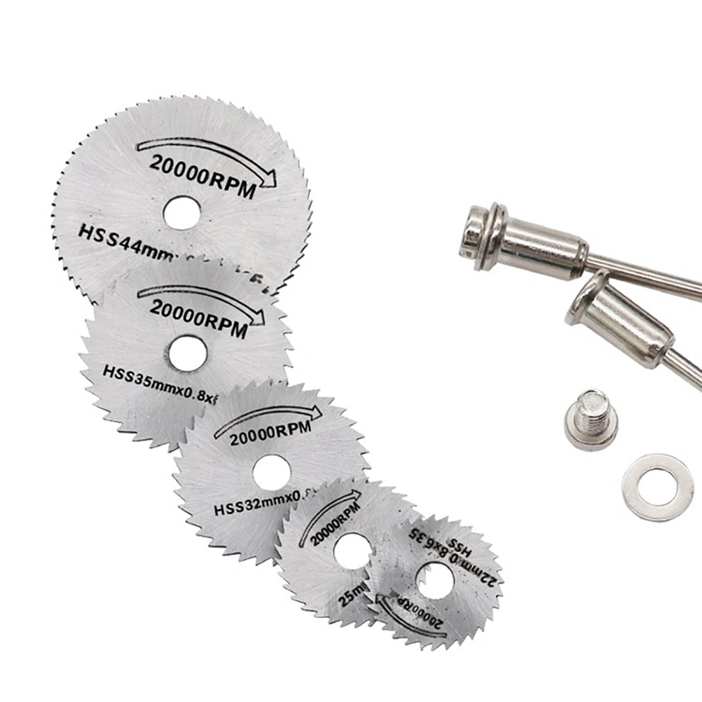5 Pcs Mini HSS Cutting Wheel Cut Off Dics Circular Slices 22mm 25mm 32mm 35mm 44mm Crosscut Slices with 2 Pcs Rod