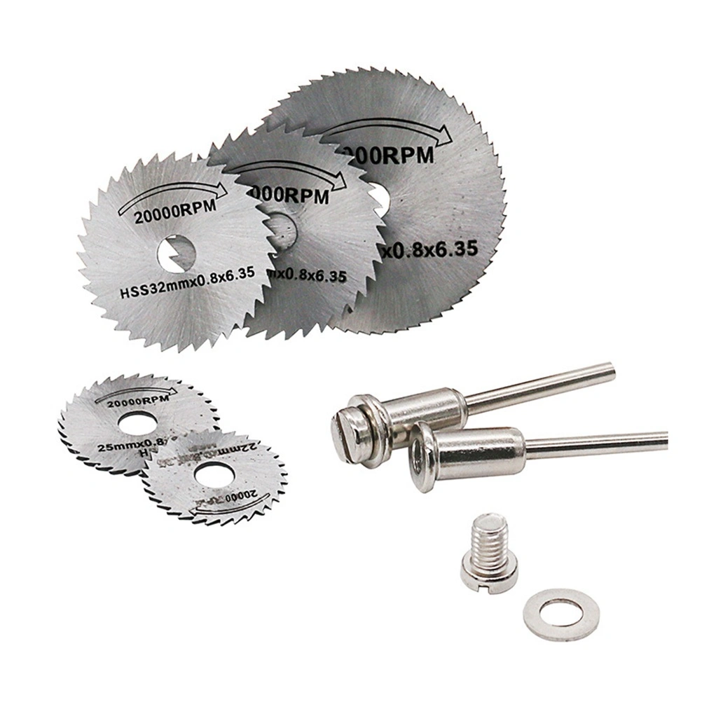 5 Pcs Mini HSS Cutting Wheel Cut Off Dics Circular Slices 22mm 25mm 32mm 35mm 44mm Crosscut Slices with 2 Pcs Rod