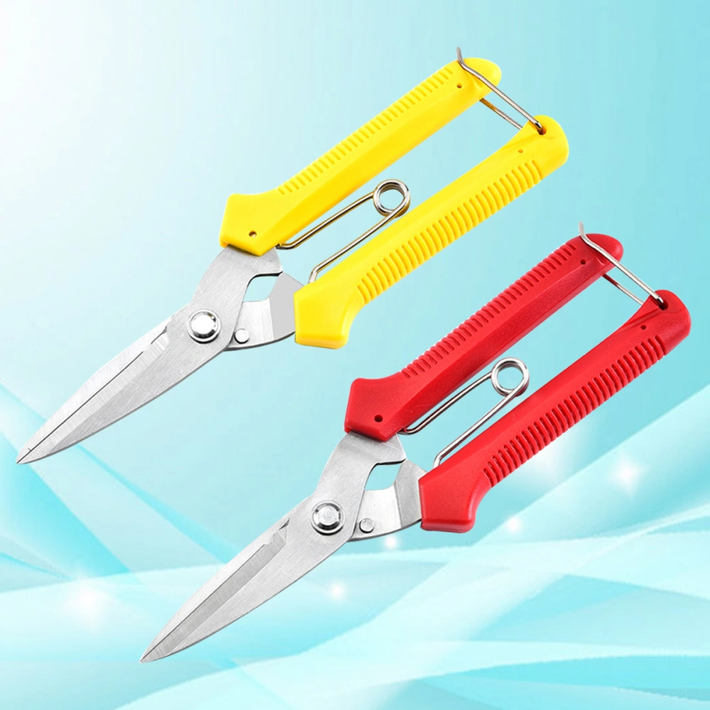 2PCS Multifunctional Garden Fruit Branch Shears Multi-functional Pruning Shears Garden Shears(Red+Yellow)