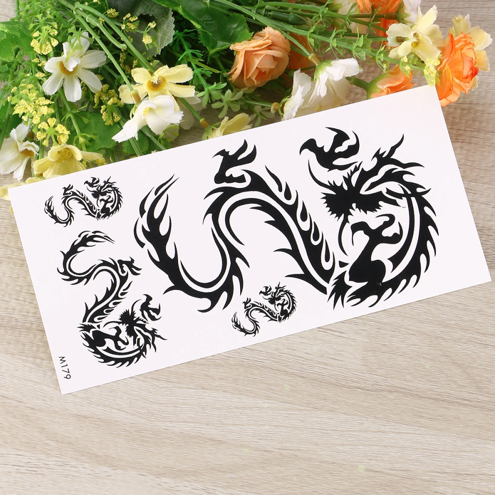 4pcs Waterproof Sticker Dragon Totem Animal Sketch Decorative Sticker for Women Ladies Men (M-179)