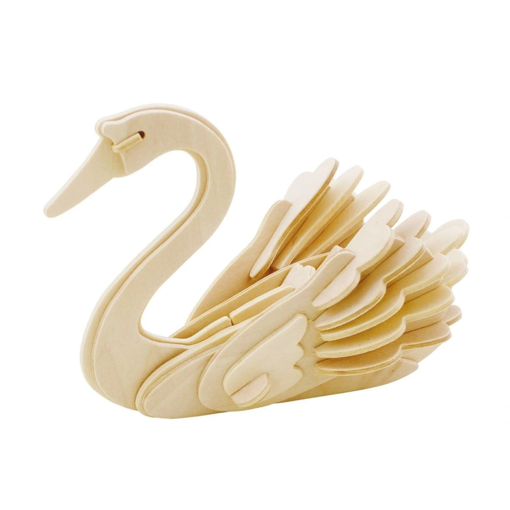 1 Set 3D Wooden Puzzles Educational Toy Wooden 3D Swan Jigsaw Toy for Kids Children Adults