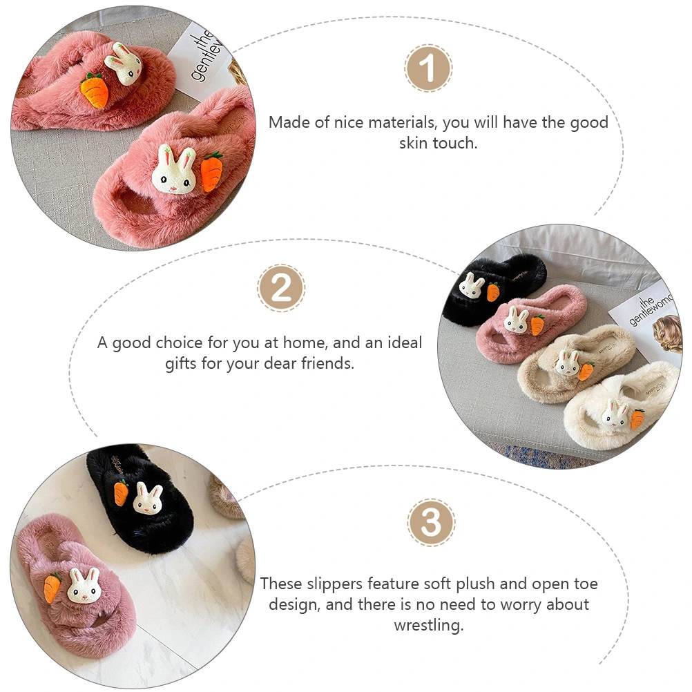 1 Pair of Open Toe Plush Slippers Outdoor Slippers Anti-slip Slippers