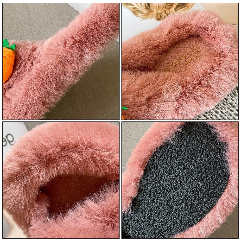 1 Pair of Open Toe Plush Slippers Outdoor Slippers Anti-slip Slippers