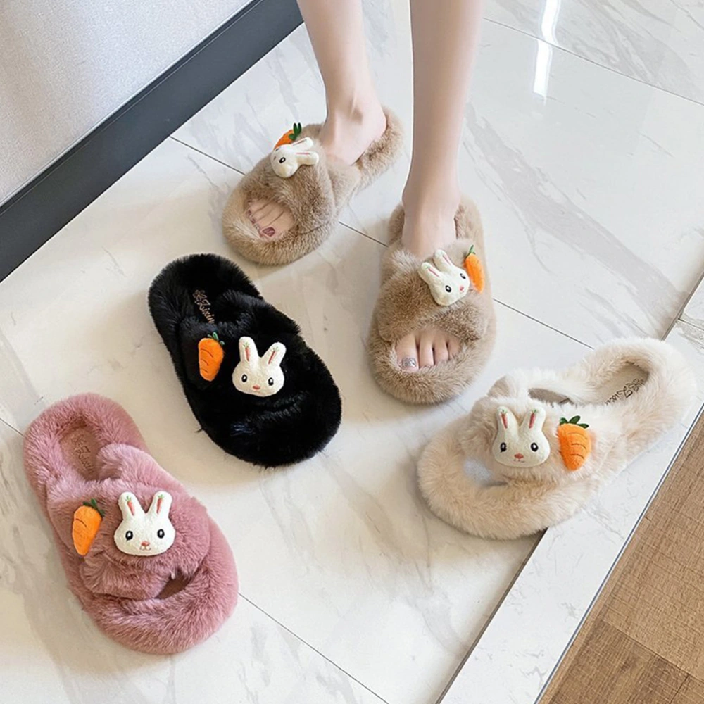 1 Pair of Open Toe Plush Slippers Outdoor Slippers Anti-slip Slippers