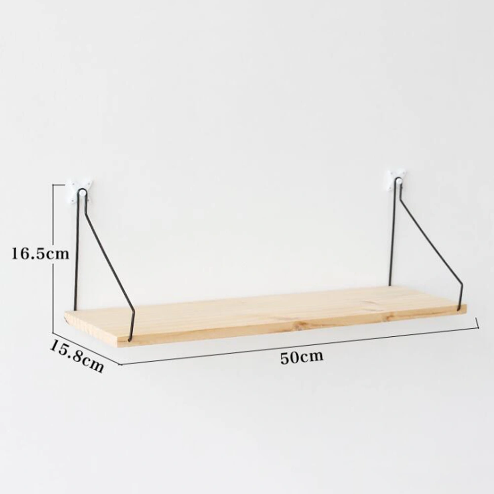Wood Organizer Simple Hanging Wall Storage Shelf for Home Store Hotel (Large Size, Beige)