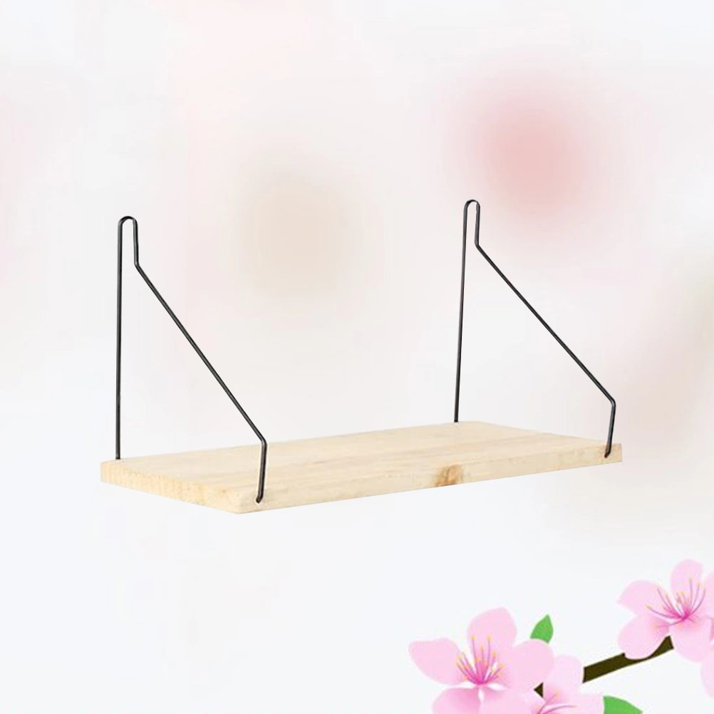 Wood Organizer Simple Hanging Wall Storage Shelf for Home Store Hotel (Large Size, Beige)