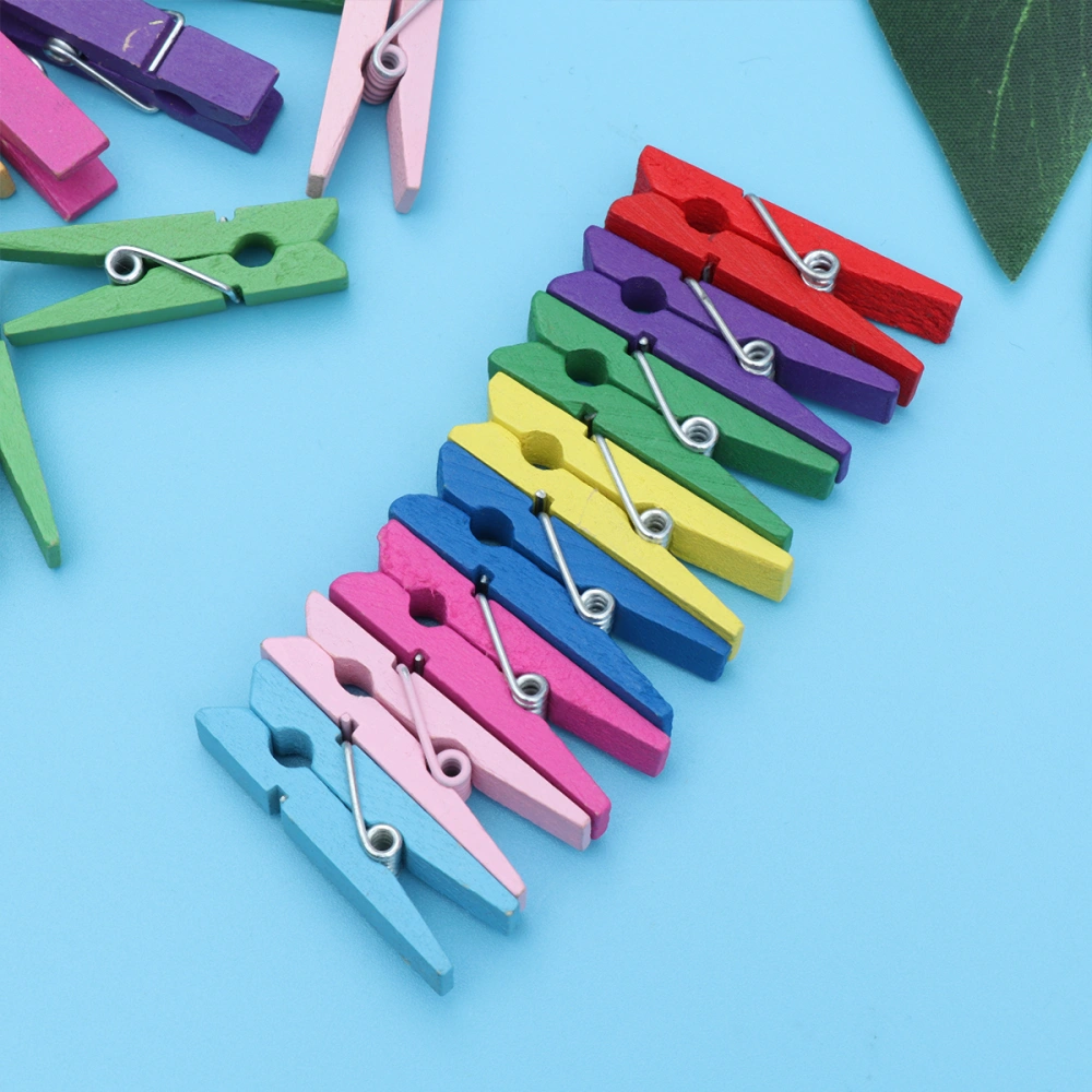 30pcs Multicolor Natural Wooden Photo Clips Mini Clothes Multi-function Paper Message Pegs(3.5x0.7cm)