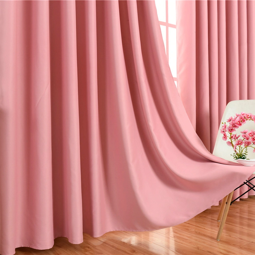 Ultra Sleep Well Energy Saving Thermal Insulated Textured Thick Linen Pair Curtains Blackout Curtains Room Darkening Curtains Textured Grommet Window Curtains for Living Room Size 100*130 (Pink)