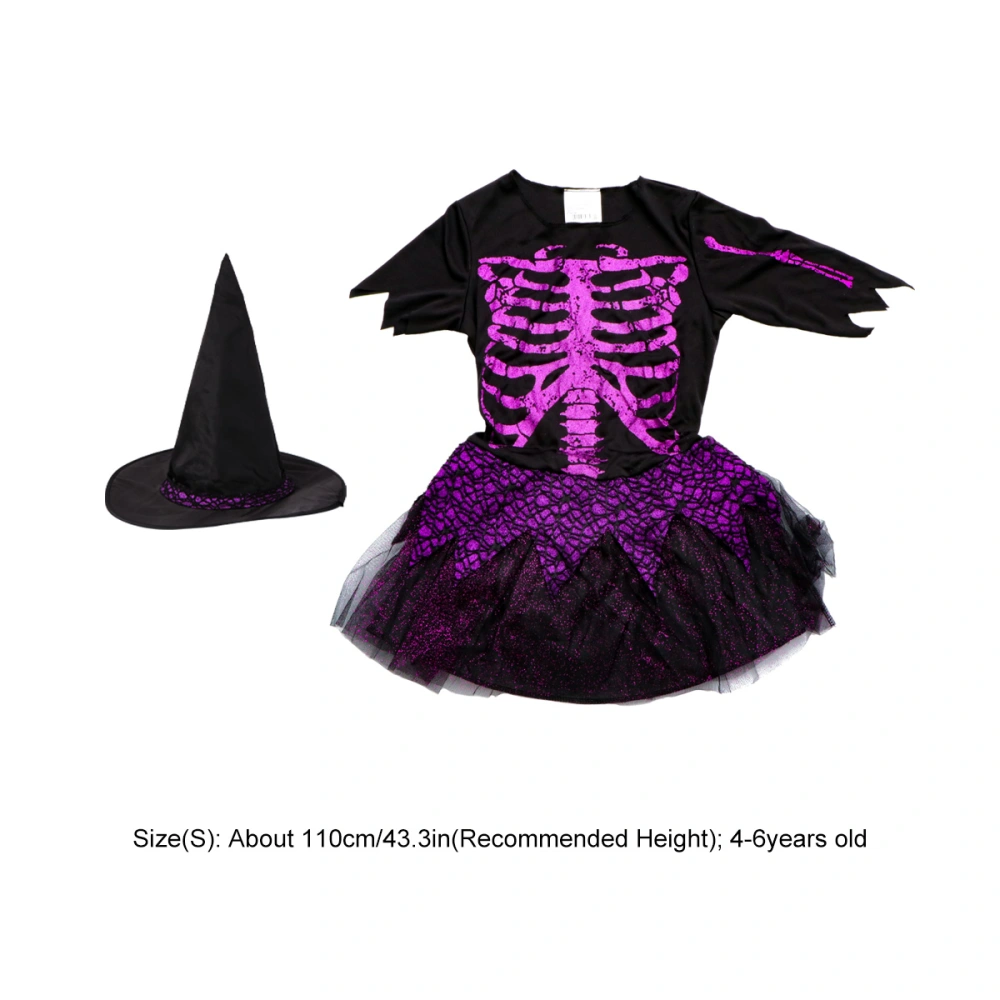 1 Suit Halloween Costume Witch Decor Costume Makeup Clothes for Kids (Purple)