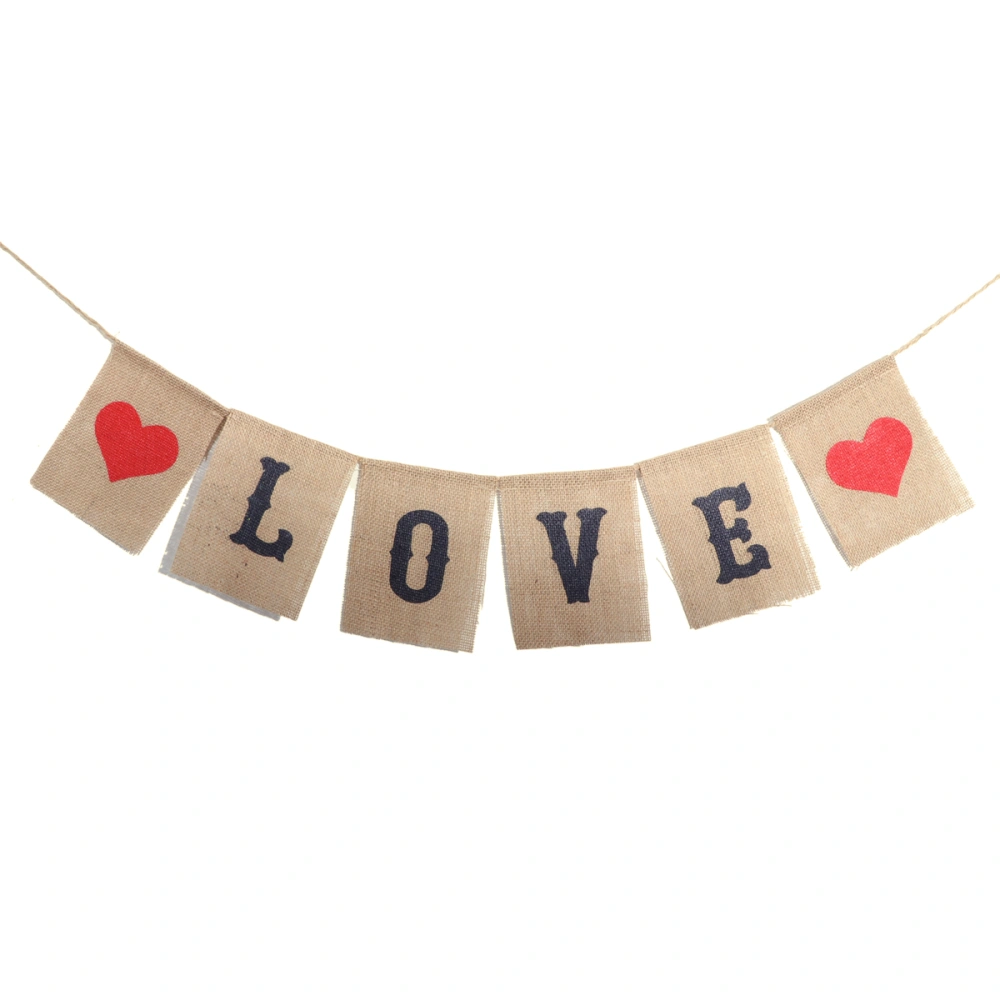 2 Meters LOVE Sign Rustic Jute Burlap Banners Wedding Garland Decoration Photo Booth Props for Wedding Engagement Party Favors