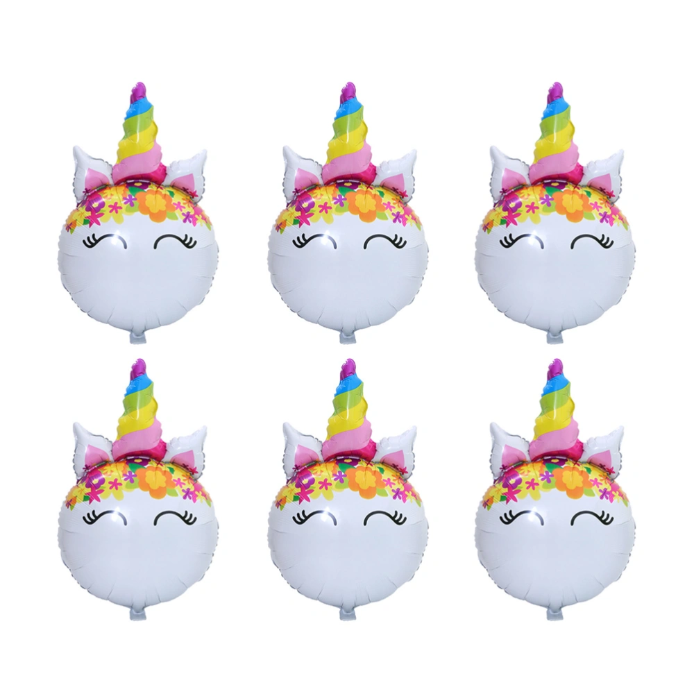 6pcs Children Unicorn Shape Balloon Party Balloons Party Supplies for Decor (Colorful)