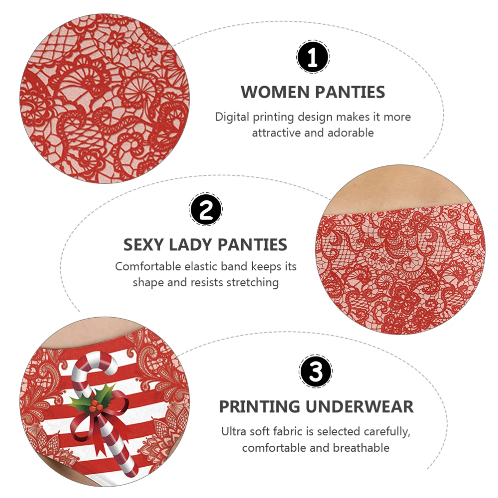 Women Sexy Panties Christmas Themed Underpants Digital Printing Underpants