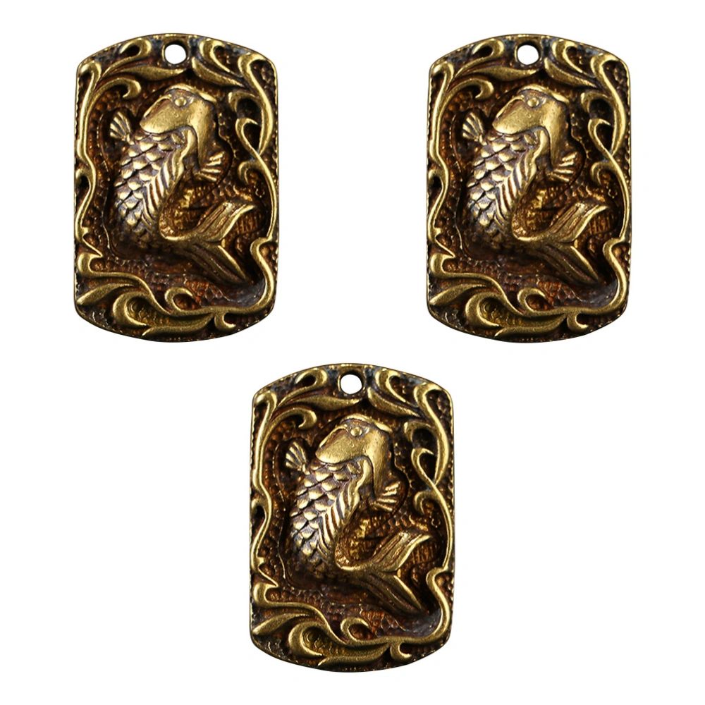 3pcs Chinese Style Carp Pendants Key Chain Hanging Decors Retro Brass Pendants