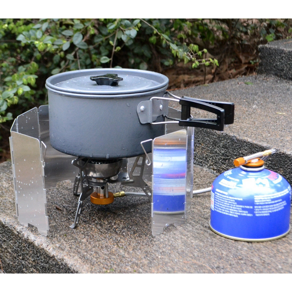 9 Plates Windscreen Barbecue Folding Stove Wind Screen Windshield for Camping Picnic (Silver)