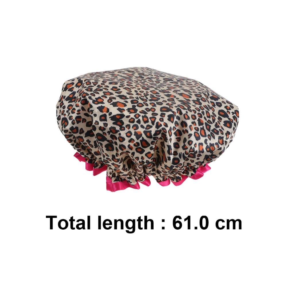 2PCS Chic Printed Shower Caps Waterproof Bathing Caps Double-layer Bathing Stretchy Shower Caps for Women Men Adults Use Leopard Style+White Base Black Leopard Style