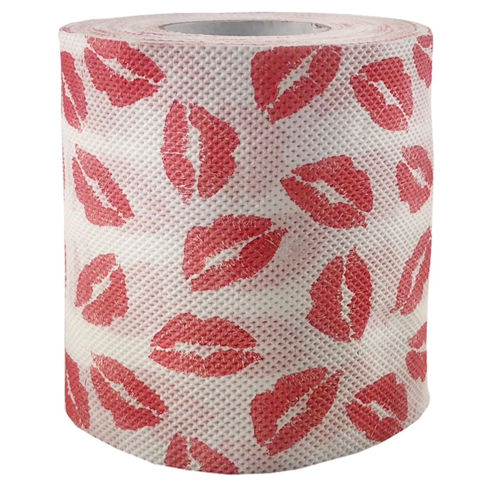 Printed Toilet Paper Lip Pattern Tissue Fashion Napkin (White and Red)