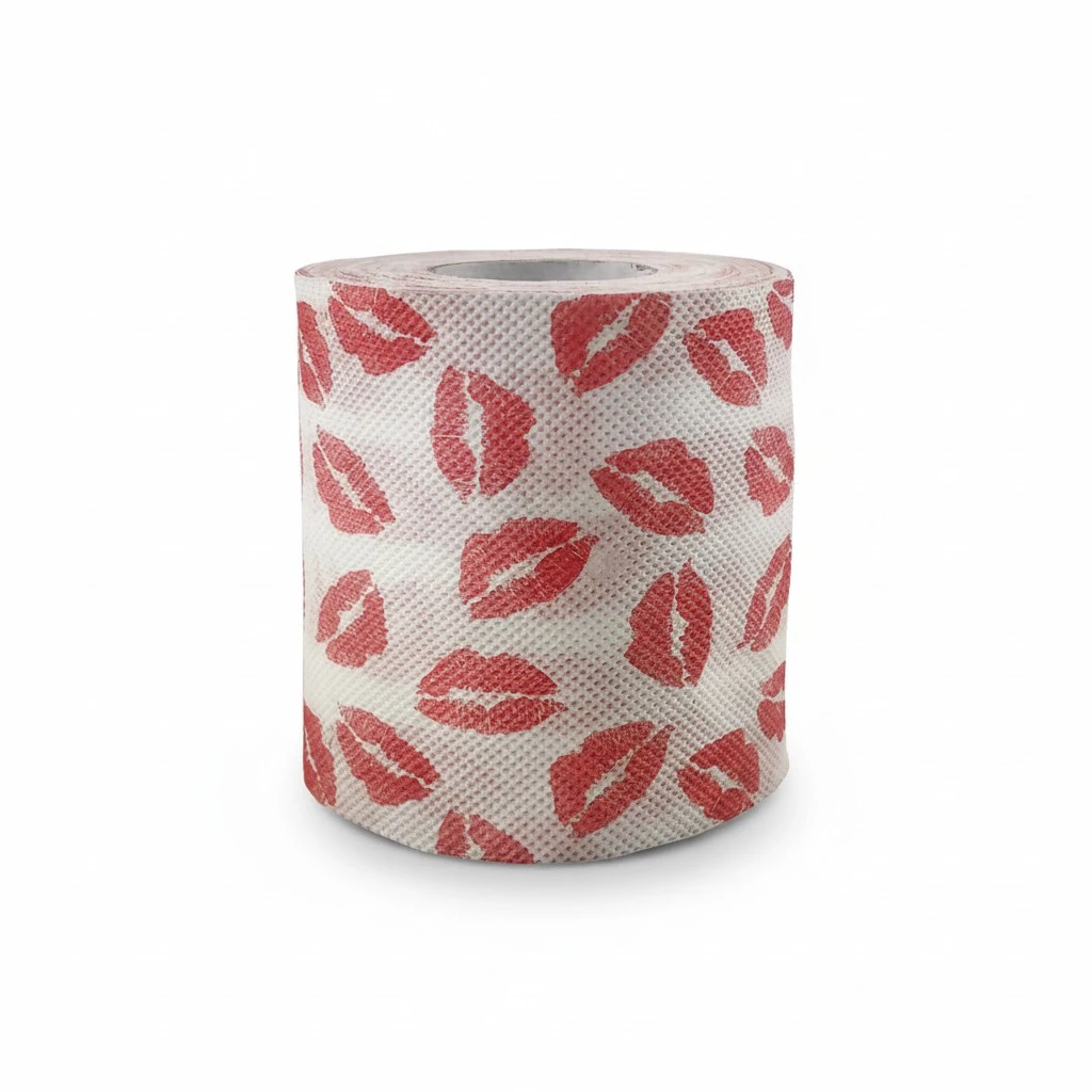 Printed Toilet Paper Lip Pattern Tissue Fashion Napkin (White and Red)