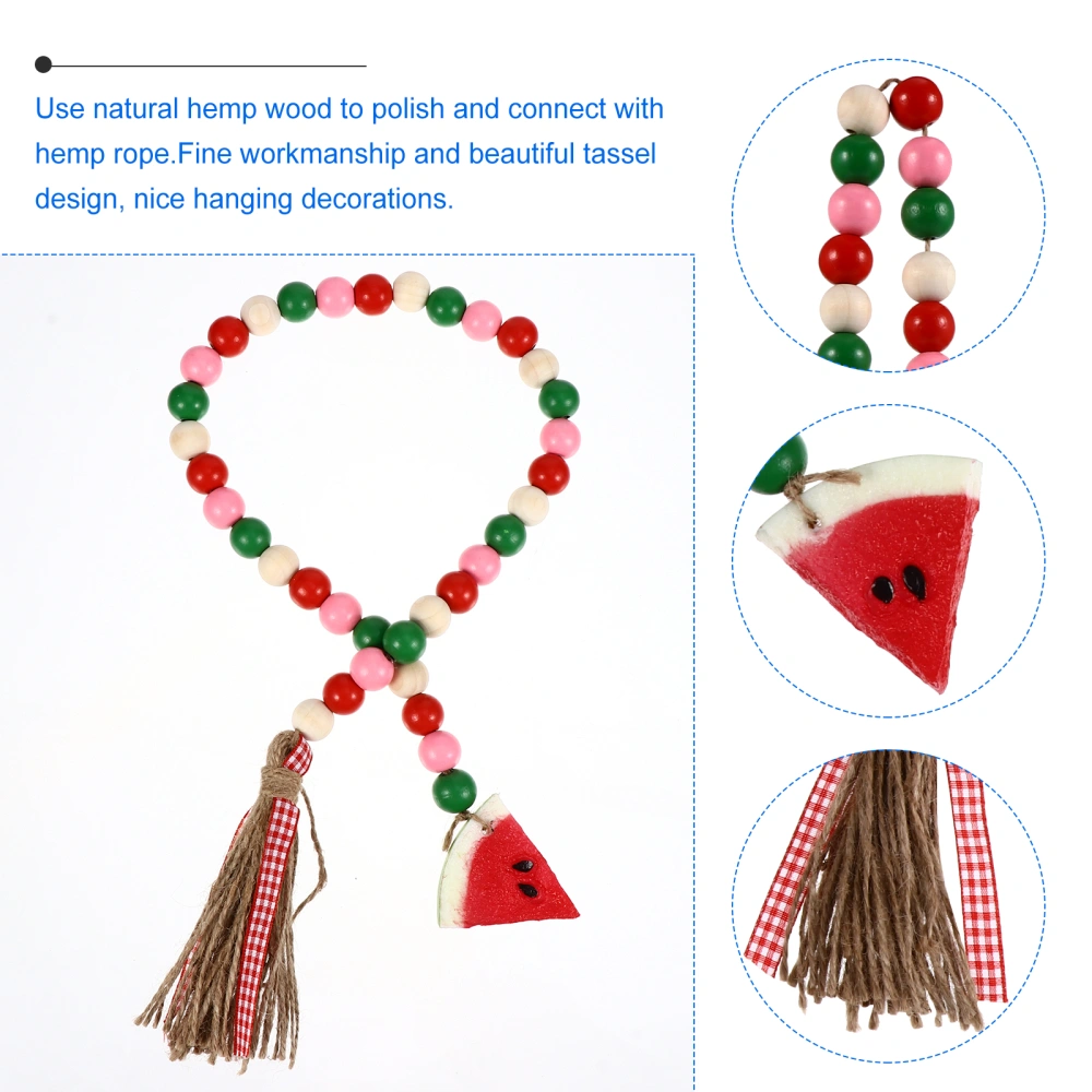 1Pc Wooden Beads Pendants Fruit Charm Hemp Rope Tassel End Hanging (Watermelon)