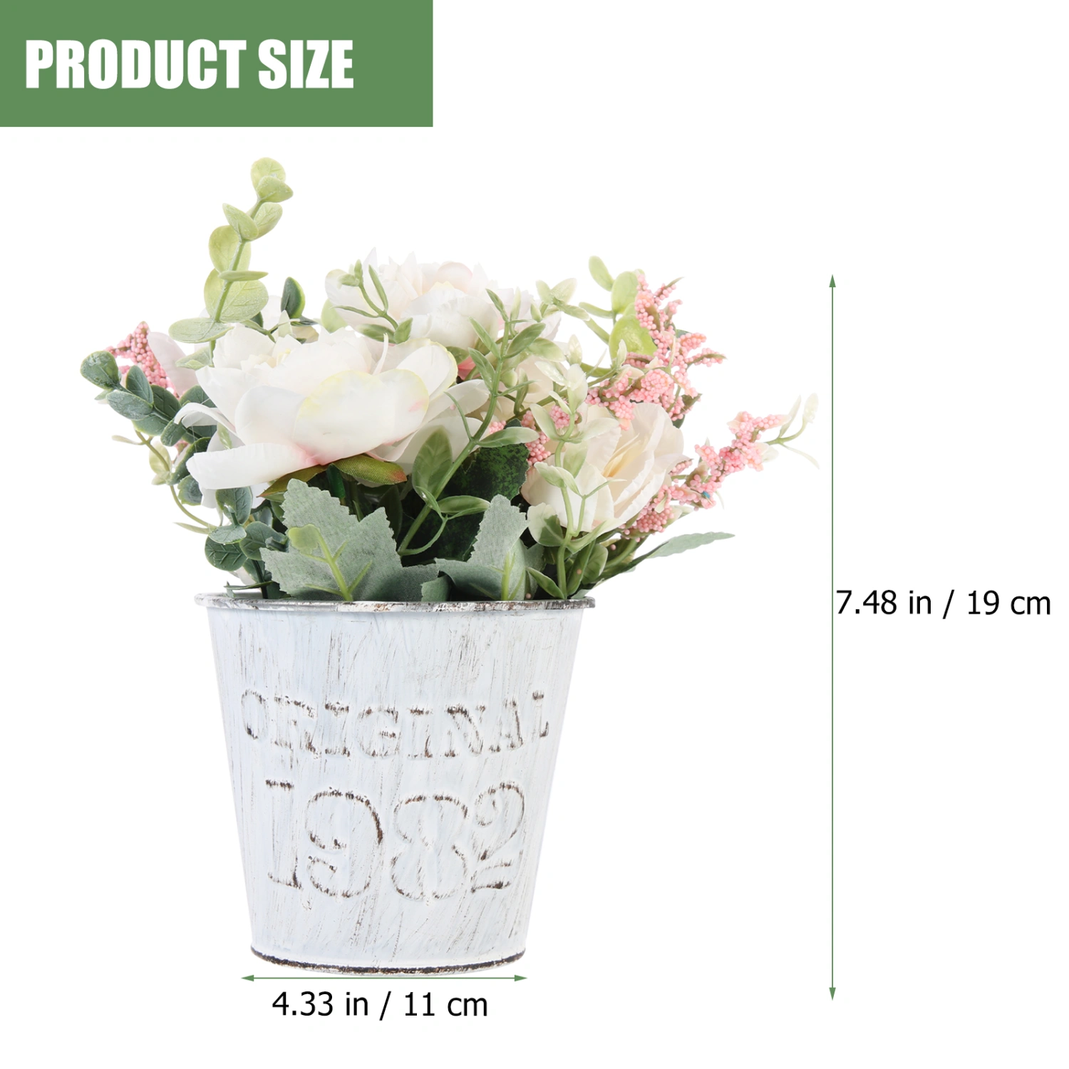 1set Artificial Flowers Faux Silk Flowers Iron Potted Home Faux Wildflowers Centerpiece