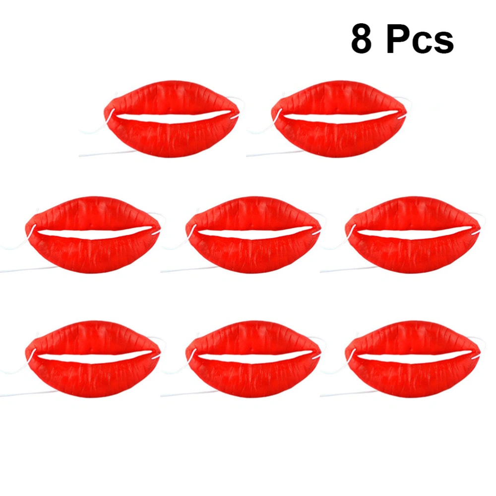 8pcs Halloween Dance Party Funny Red Lips Toys Sexy Mouth Party Supplies Red