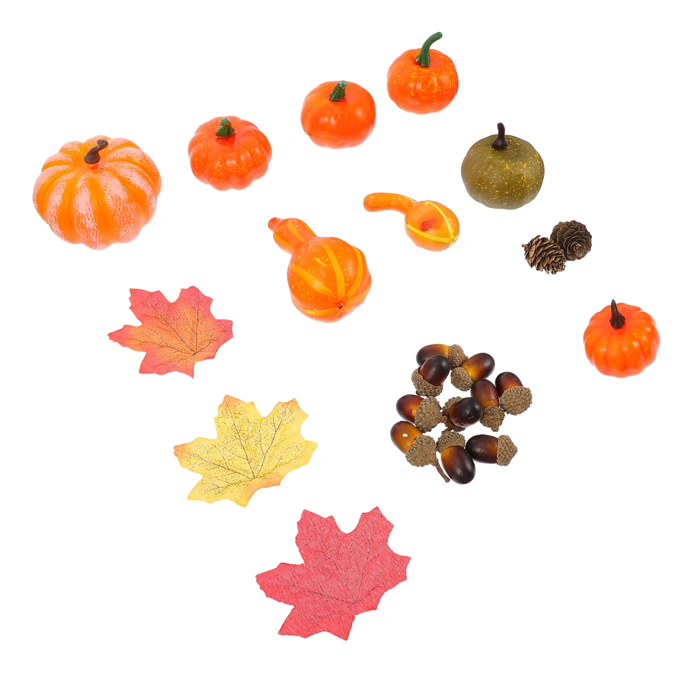 23 Pcs Halloween Pumpkin Decor Simulated Acorn Model Mini Maple Leaf Ornament